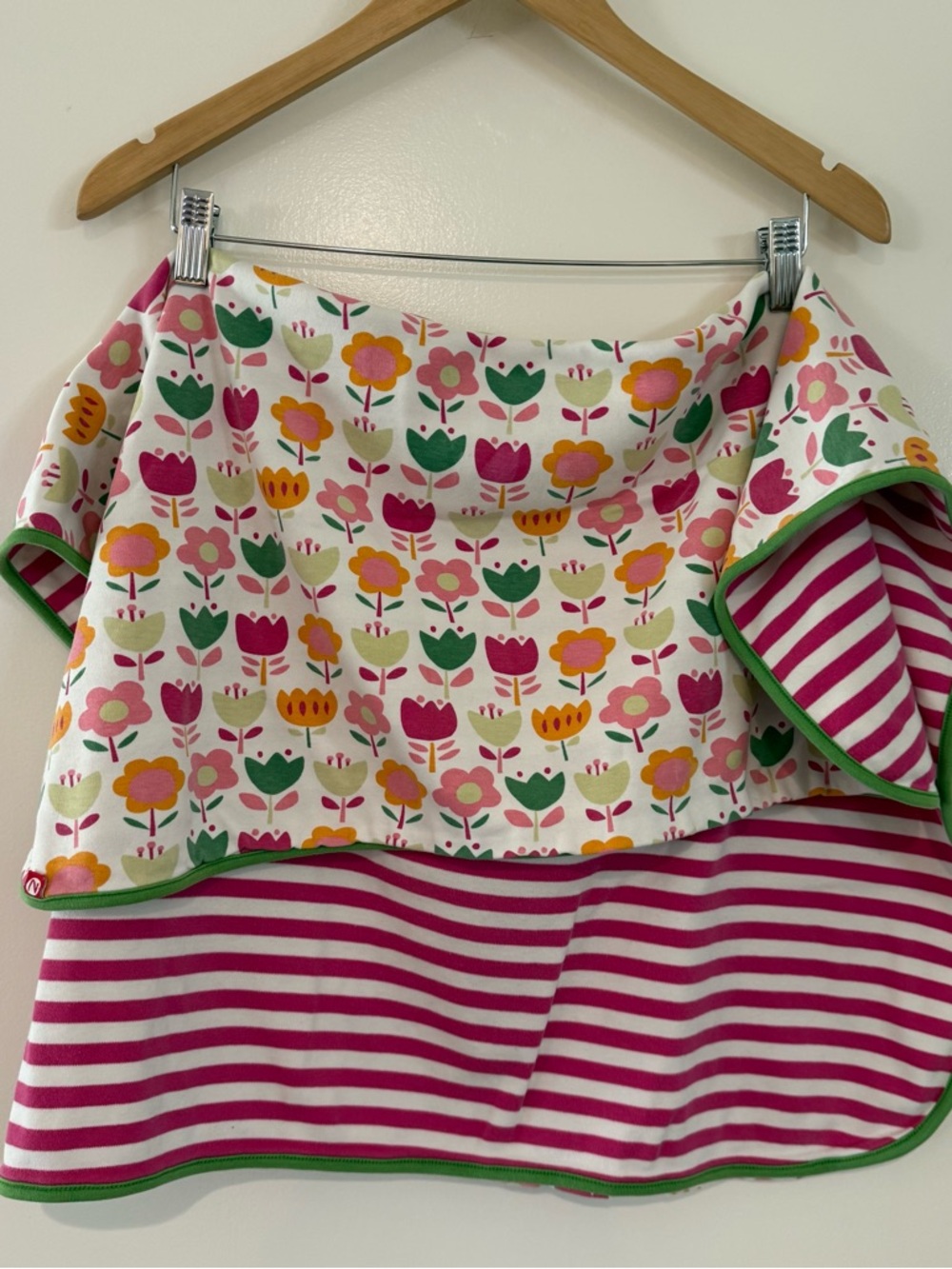 Zutano reversible blanket 100% cotton floral and stripe